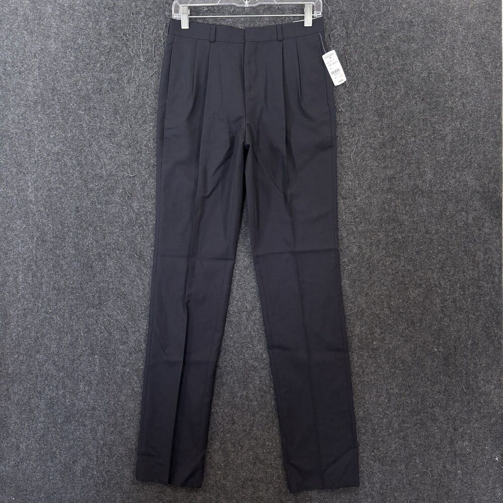 Brooks Brothers Pants Women's 14 Black Wool Twill Pleated Straight Leg Lined